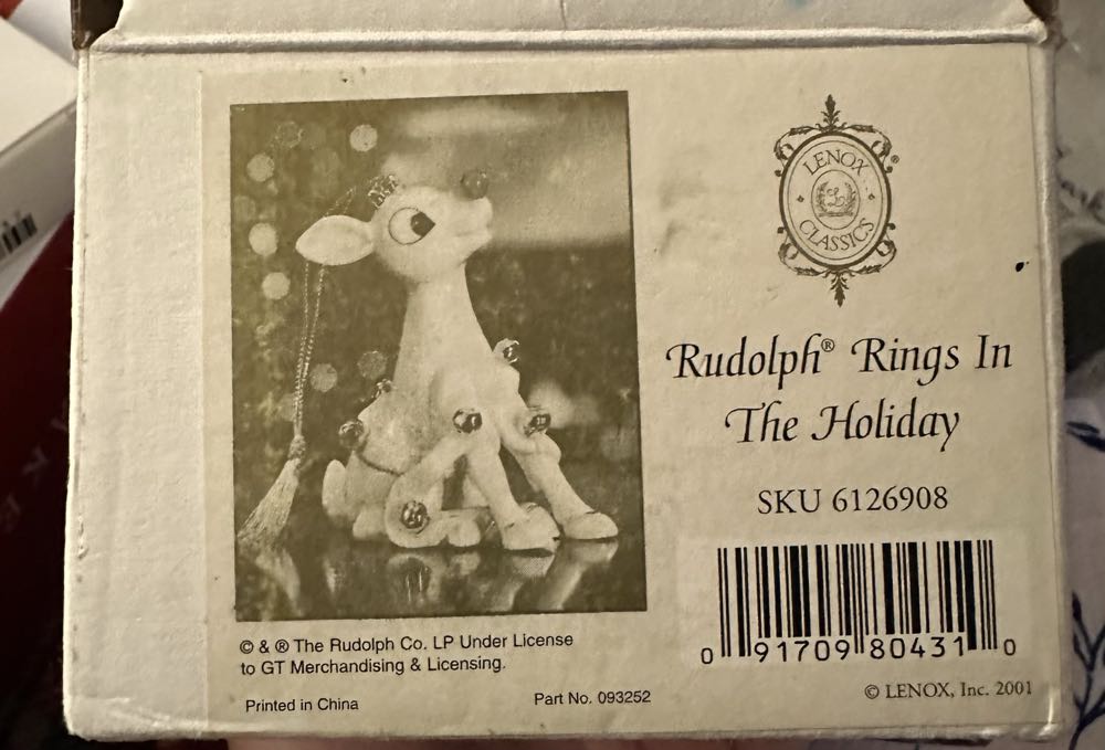 Lenox ”rudolph Rings In The Holiday” Christmas Ornament  ornament collectible [Barcode 091709804310] - Main Image 3