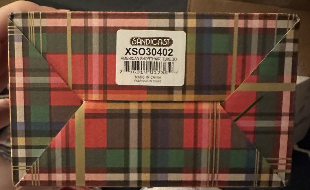 Sandicast Shorthair Tuxedo Cat With Red And White Scarf Christmas Ornament  ornament collectible [Barcode 746314017364] - Main Image 4