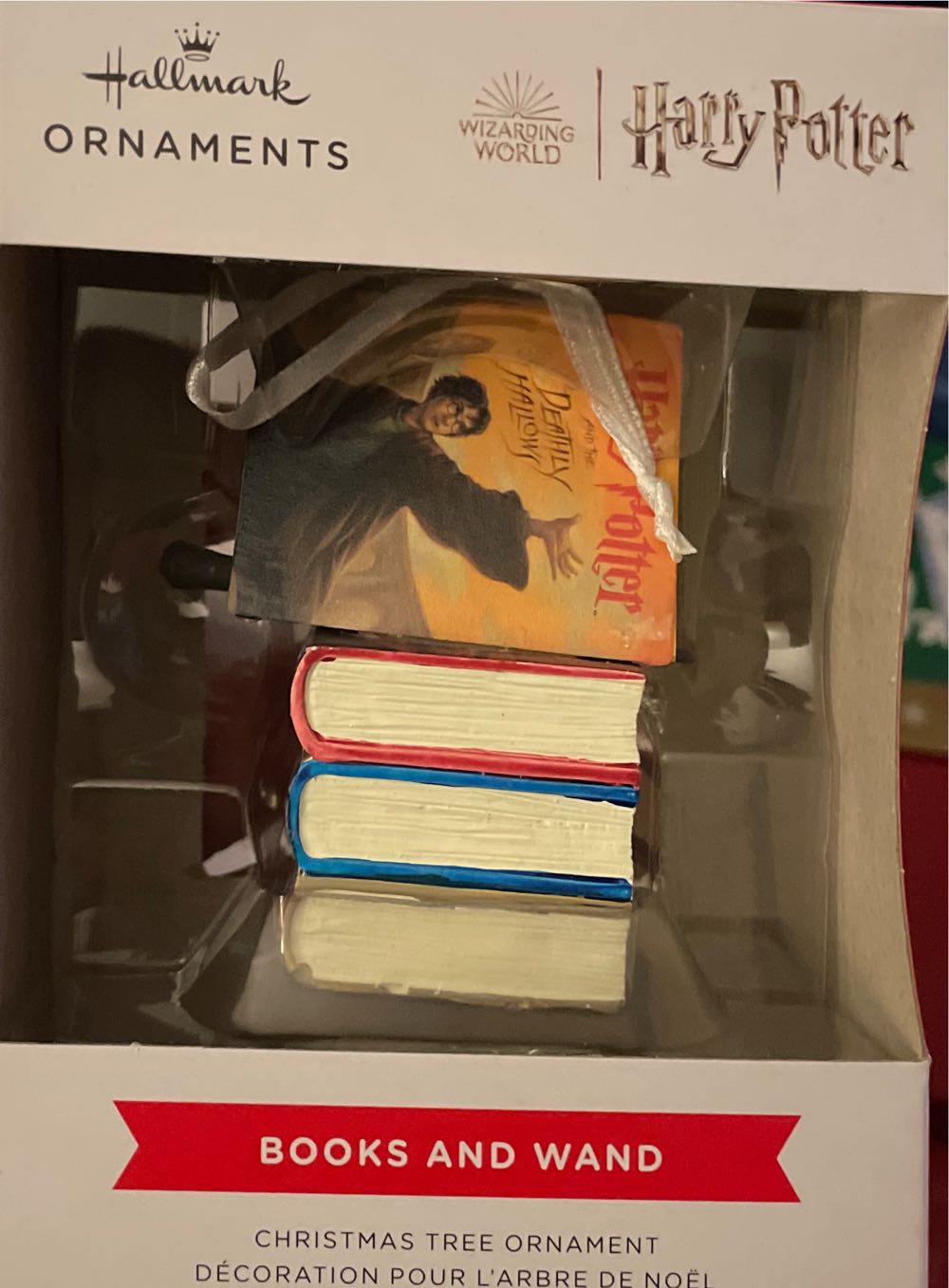 Hallmark Red Box Harry Potter Books And Wand Ornament  ornament collectible - Main Image 1