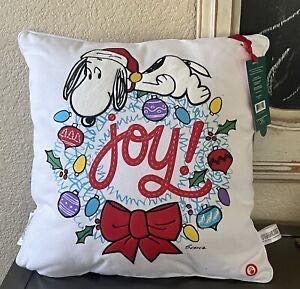 Hallmark Christmas Peanuts Snoopy Joy Wreath Throw Pillow” 16” X 16” New Light Up Pillow ”peanuts® 16  ornament collectible [Barcode 763795761142] - Main Image 1
