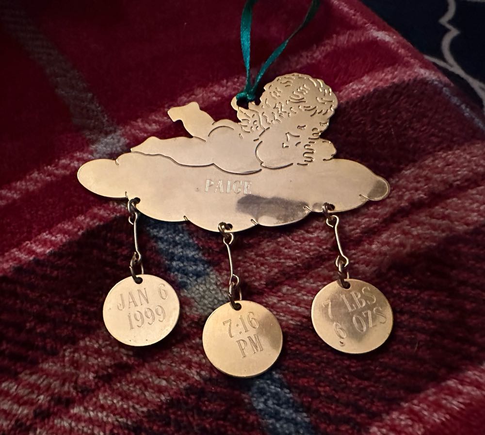 Paige’s Personalized Cherub Metal Ornament  ornament collectible - Main Image 2
