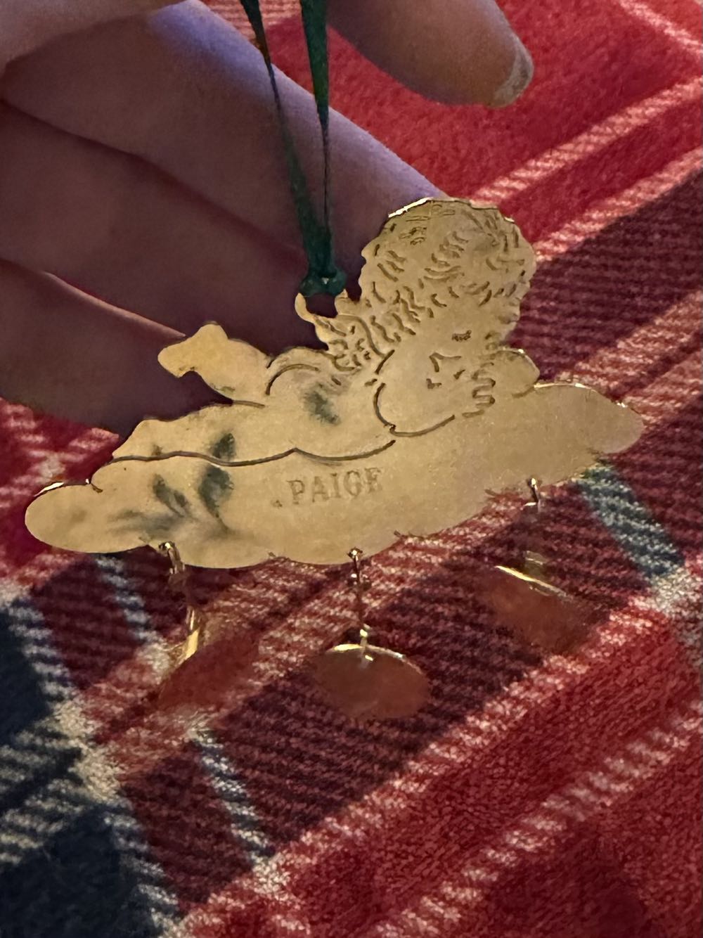 Paige’s Personalized Cherub Metal Ornament  ornament collectible - Main Image 3