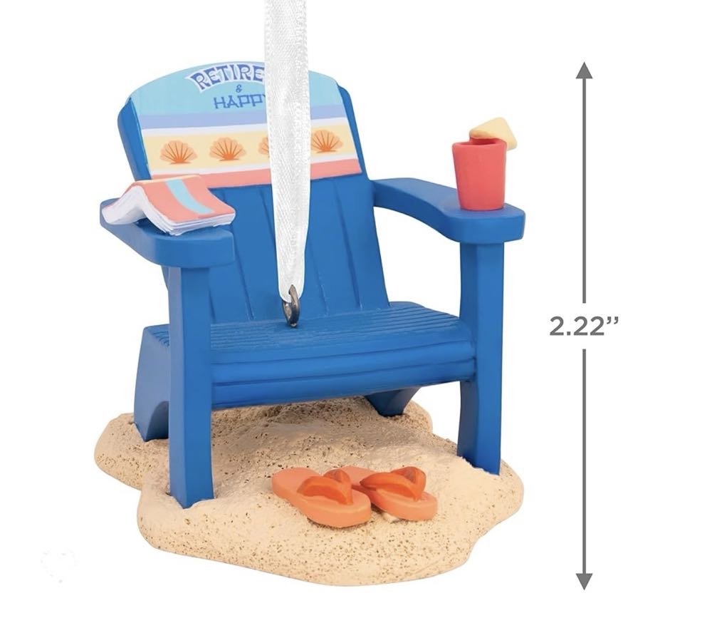 Retired & Happy Beach Chair Hallmark New Tree  ornament collectible [Barcode 763795778492] - Main Image 2
