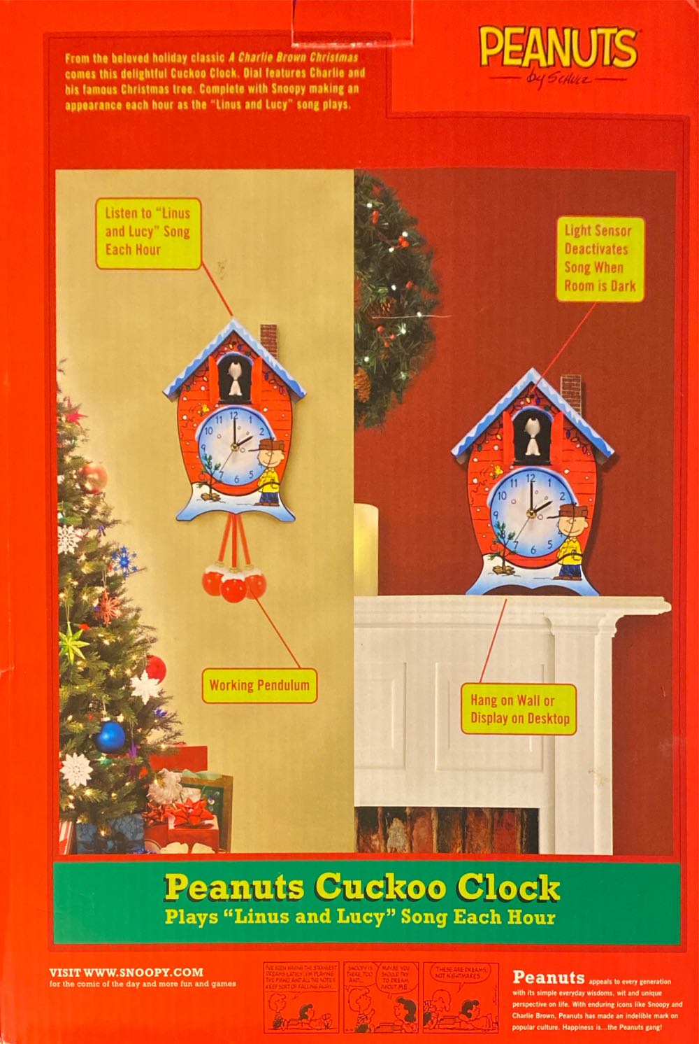 Mark Feldstein Peanuts Christmas Linus And Lucy Song Cuckoo Clock Multicolor - Peanuts Gang (Peanuts) ornament collectible [Barcode 789683027640] - Main Image 3