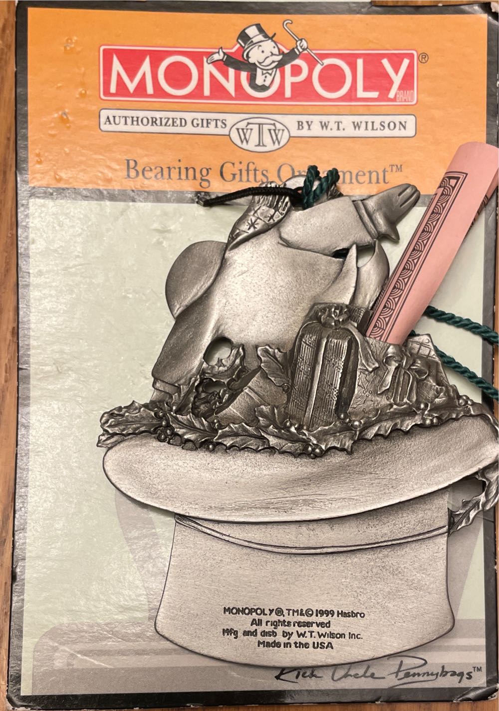 Monopoly WT Wilson Top Hat Pewter Ornament  ornament collectible - Main Image 2