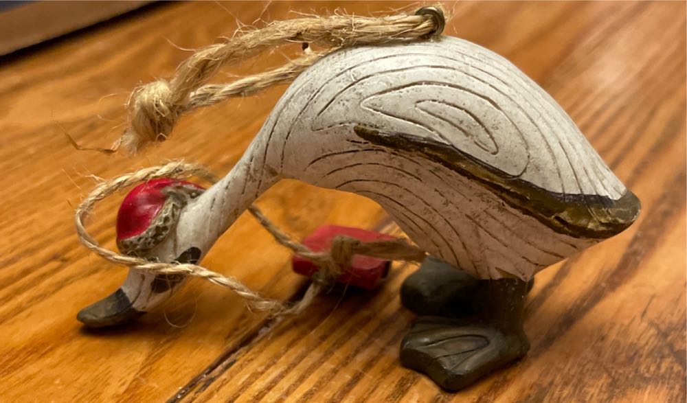 Wooden Goose With Present  (Birds) ornament collectible - Main Image 2