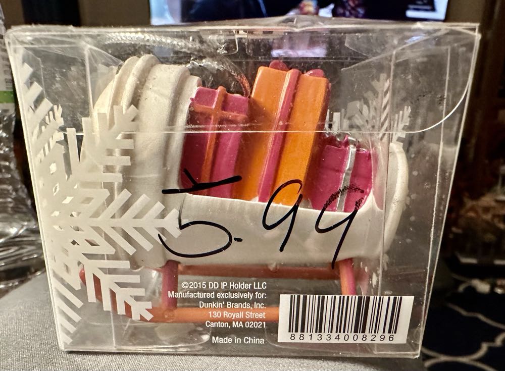 Dunkin Donuts Collectors Christmas Sleigh Cup To Go Holiday Cup Sled Present Christmas Limited  ornament collectible [Barcode 881334008296] - Main Image 2