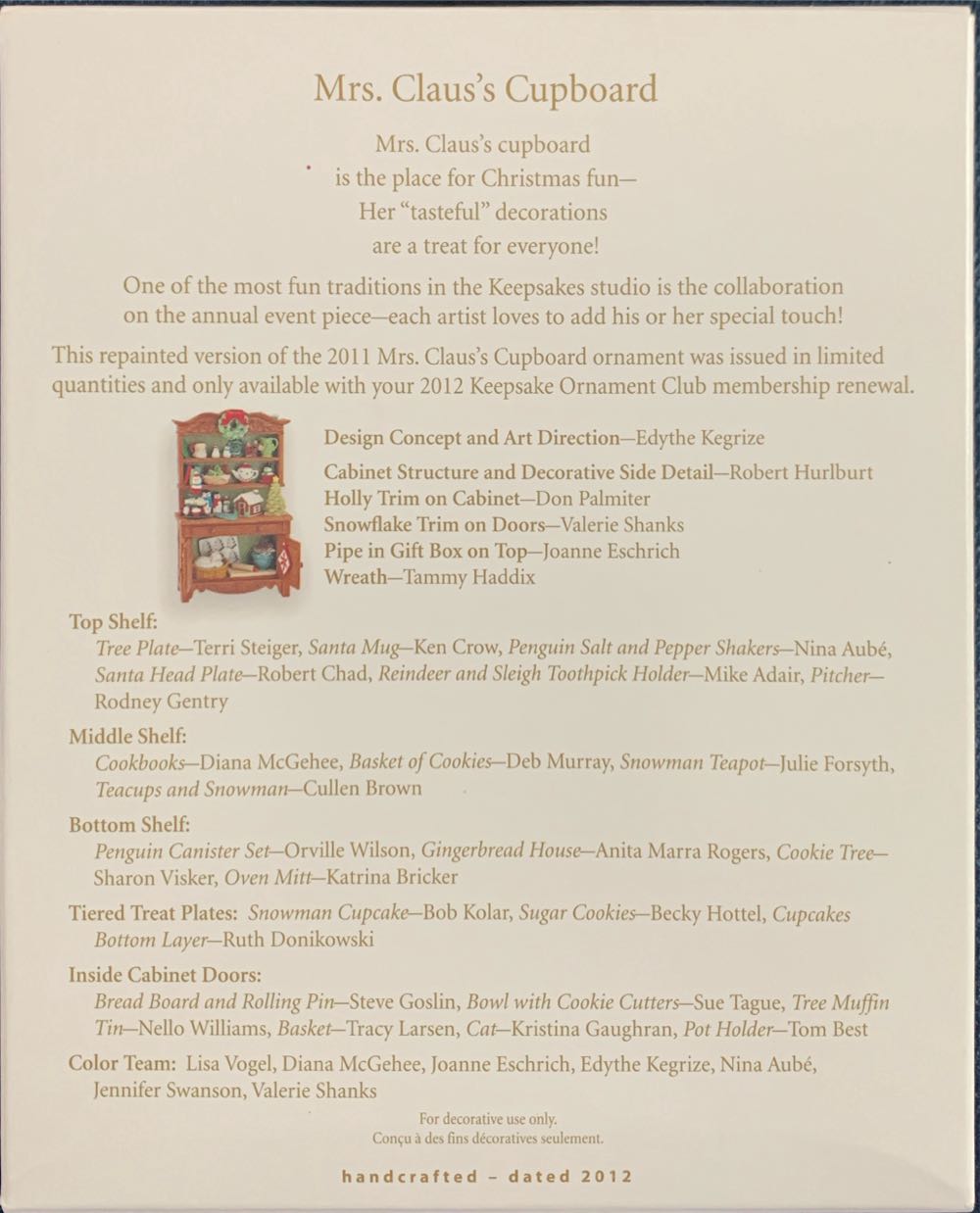 Mrs. Claus’s Cupboard - Repaint - Keepsake Ornament Collector’s Club (Mrs. Claus’s Kitchen) ornament collectible - Main Image 2