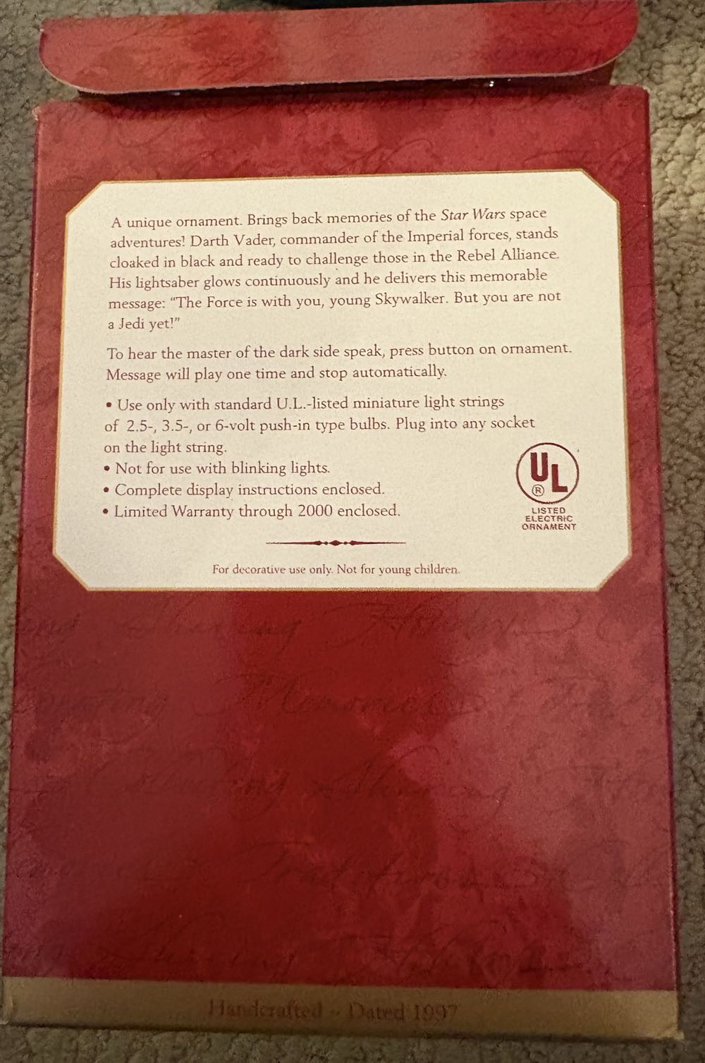 Star Wars Darth Vader - Keepsake (Star Wars) ornament collectible [Barcode 0015012366006] - Main Image 2