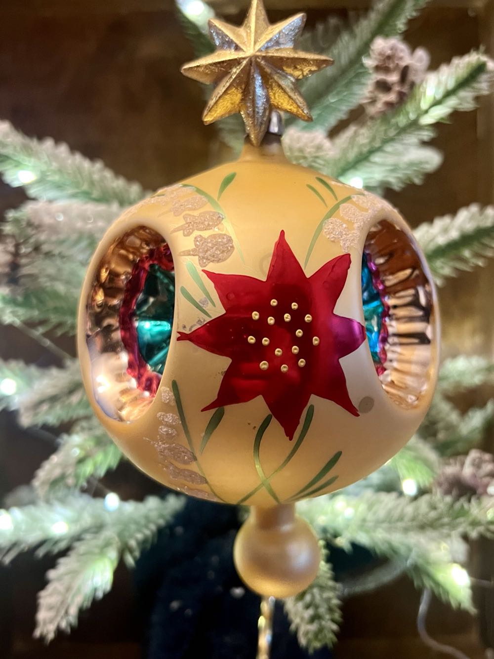 Triple Indent Drop (Yellow, Red Flowers), Jumbo  ornament collectible - Main Image 3