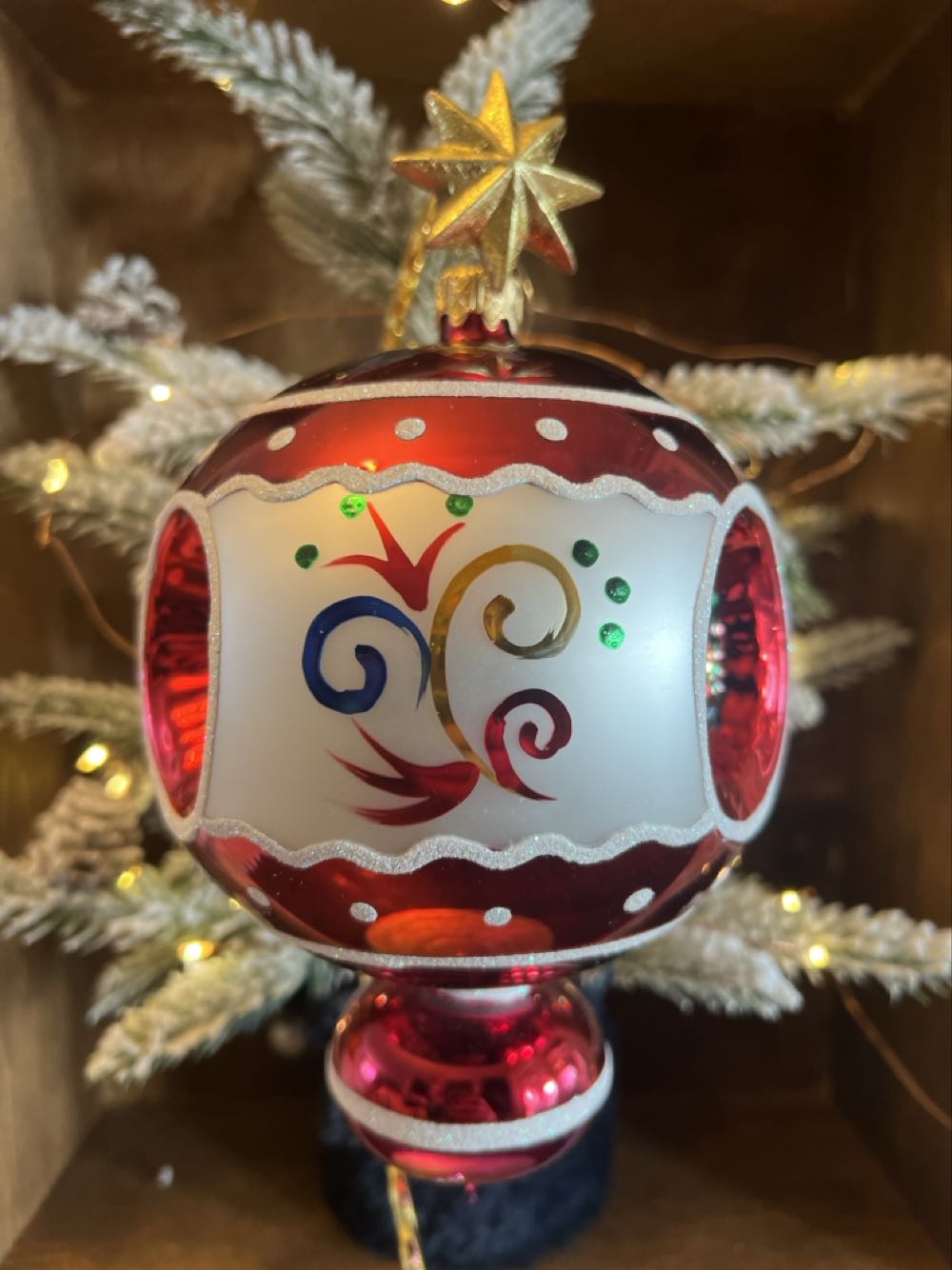 Triple Indent Drop (Folk-Red), Large  ornament collectible - Main Image 2