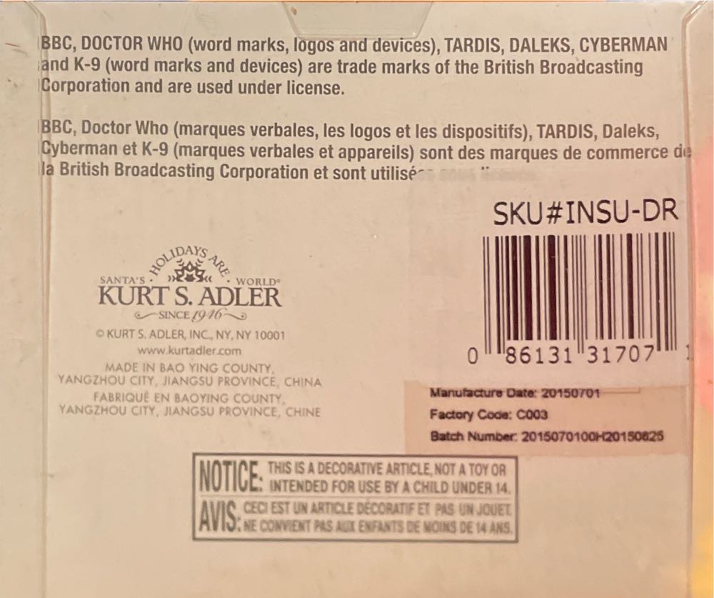 Doctor Who Weeping Angel Glass Grey Christmas Kurt Adler 4 Inch - Doctor Who (Doctor Who) ornament collectible [Barcode 086131317071] - Main Image 3