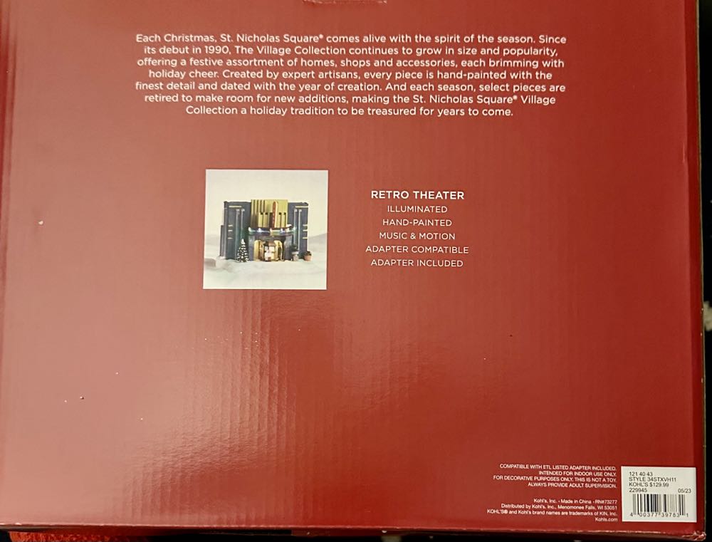 St Nicholas Square Village Retro Theater Illuminated Musical New  ornament collectible [Barcode 400377397831] - Main Image 3