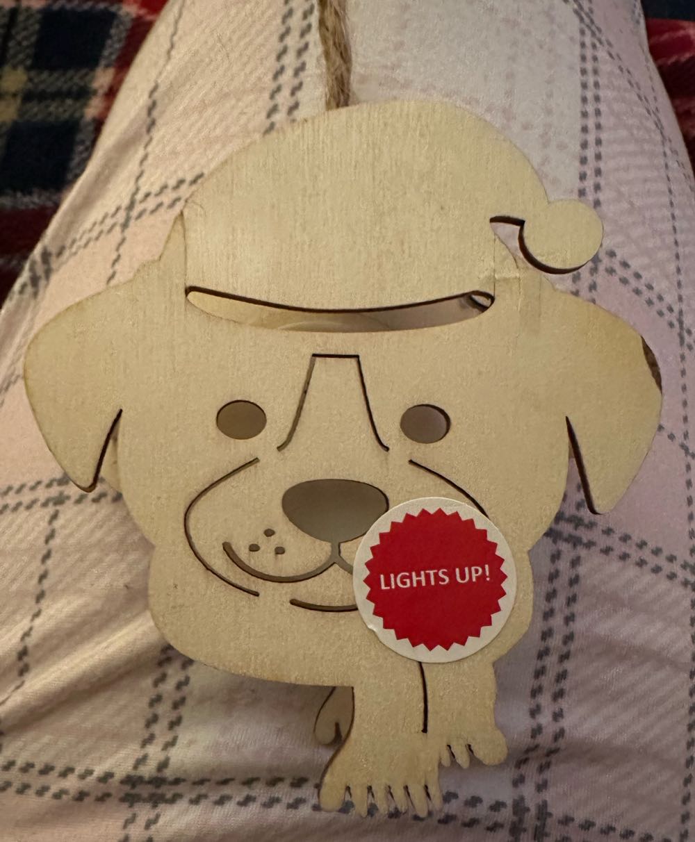 4” Wooden LED Christmas Dog Ornament by ArtMinds™  ornament collectible - Main Image 2