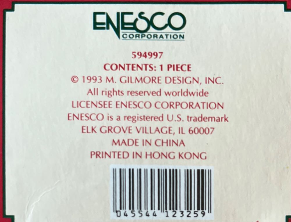 Enesco. Treasury Of Christmas Ornaments. Handy Dandy Elves. 1993. 6th & Final Series. Time For Santa. Designed By M. Gilmore Studio. - Handy Dandy Elf (6th & Final: Time For Santa) ornament collectible [Barcode 045544123259] - Main Image 3