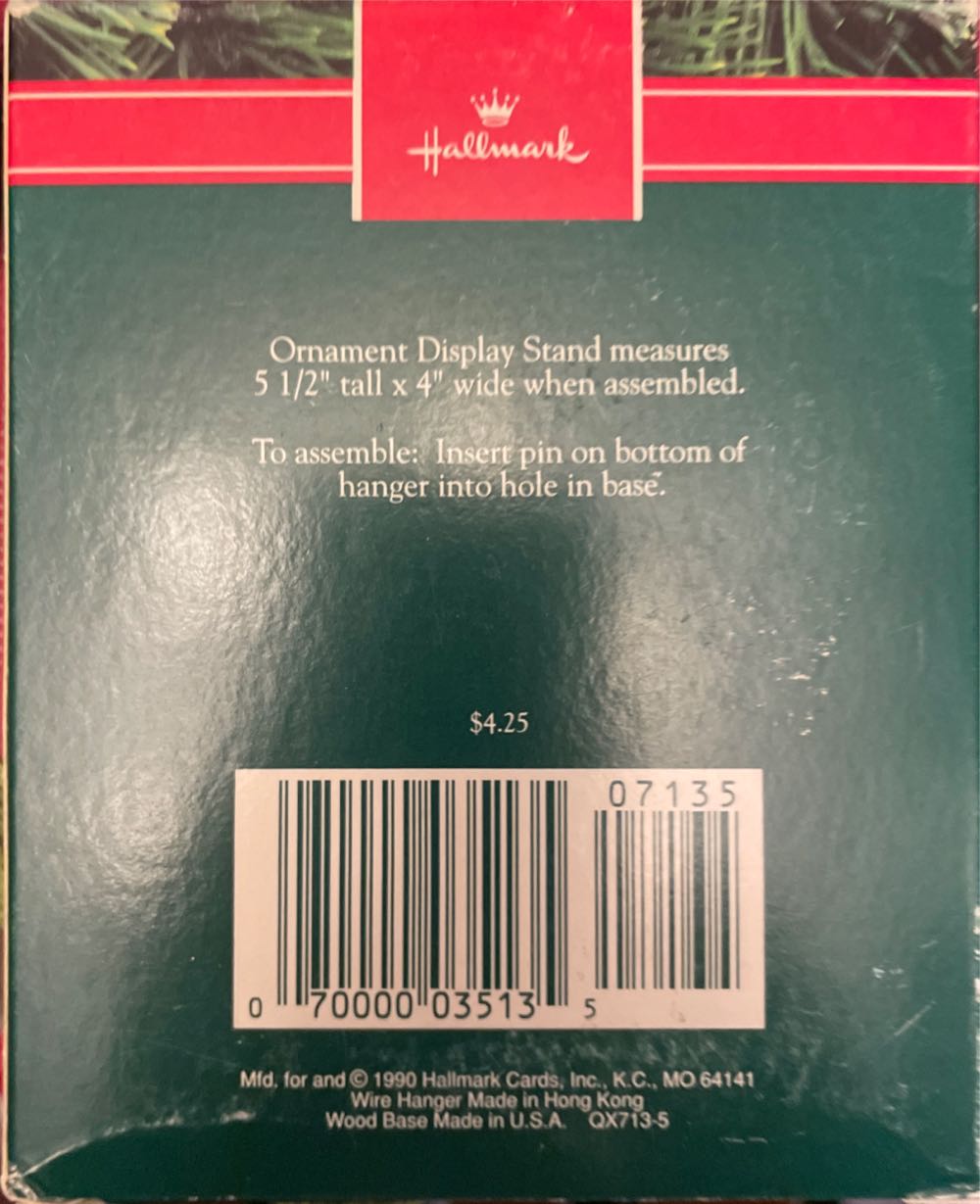 Vintage Hallmark Display Stand Wood Base Gold New Keepsake Dark 1985 Metal Hanger W Box  ornament collectible [Barcode 070000035135] - Main Image 3