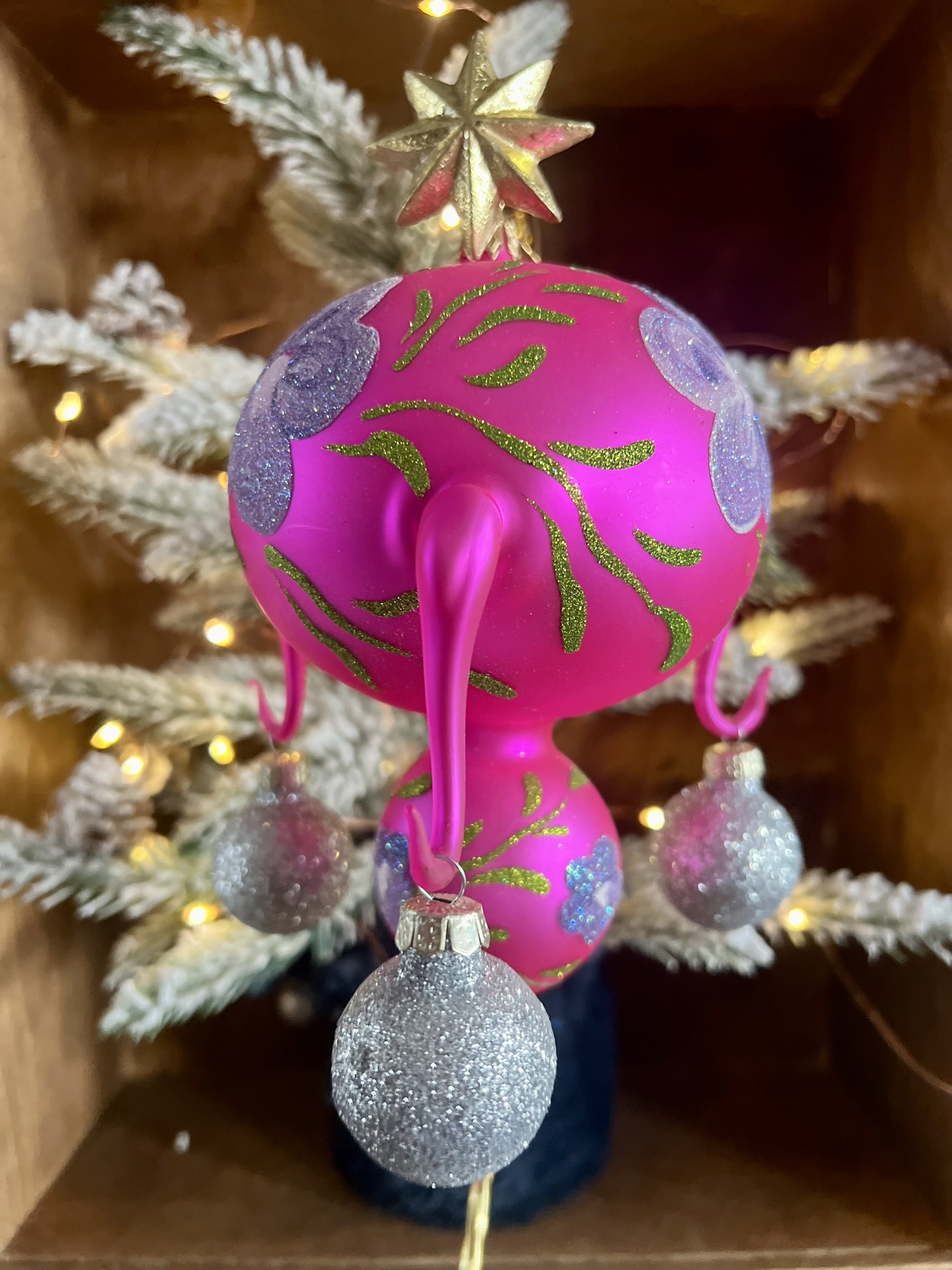 Glass Ornament with three hooks (Pink)  ornament collectible - Main Image 2