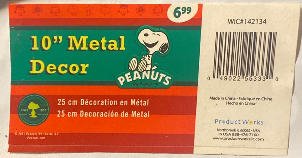 Peanuts Merry Christmas Metal Decor - Snoopy And Woodstock (Peanuts) ornament collectible [Barcode 049022553330] - Main Image 3