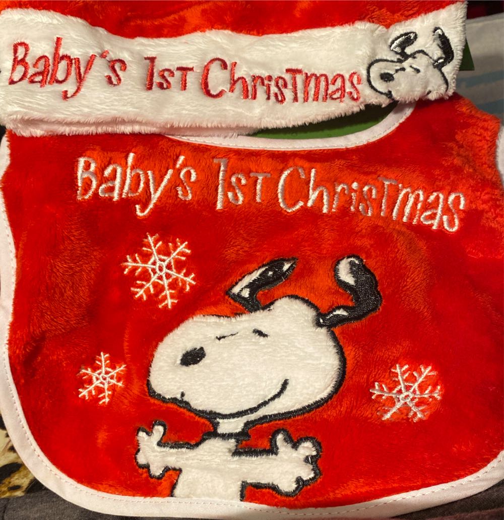 Peanuts My First Christmas Hat/ Bib Set - Baby 1st christmas (Peanuts) ornament collectible - Main Image 3