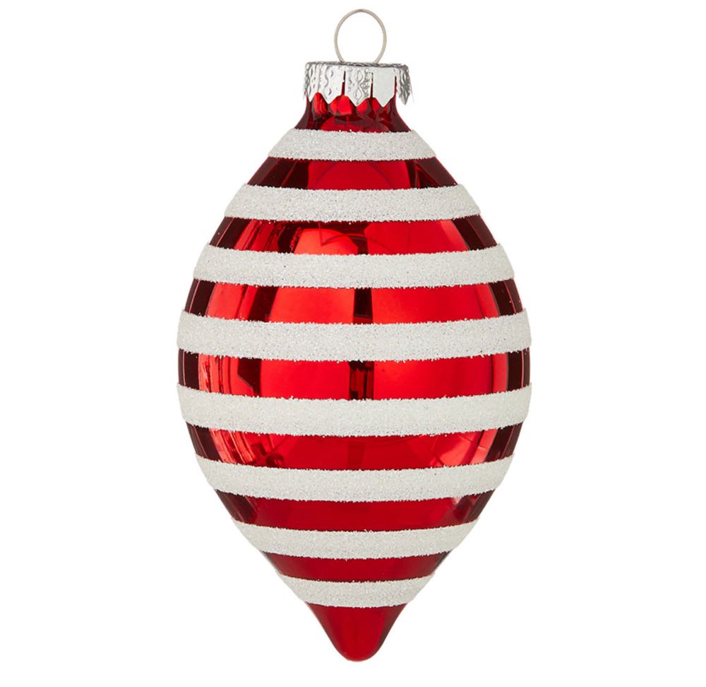 Raz Red & White Striped Glass Ornaments  ornament collectible - Main Image 2