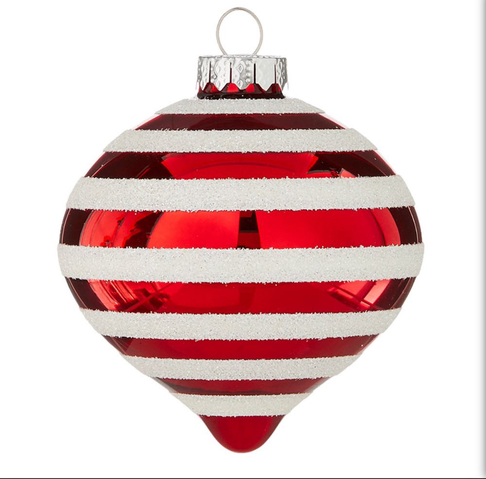 Raz Red & White Striped Glass Ornaments  ornament collectible - Main Image 3