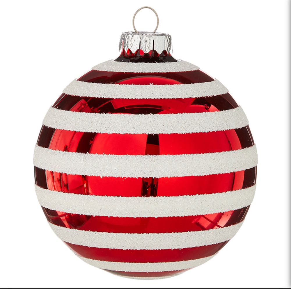 Raz Red & White Striped Glass Ornaments  ornament collectible - Main Image 4