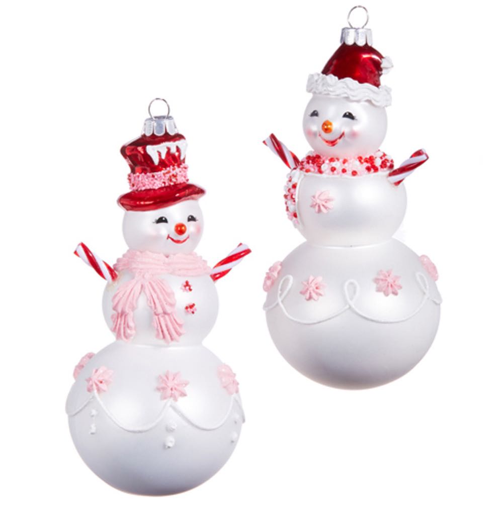 Raz Imports 6.25” Peppermint Snowman - Santa Hat  ornament collectible - Main Image 2
