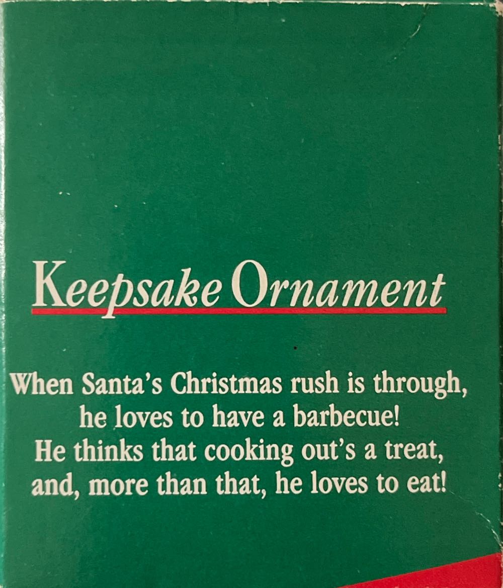 Hallmark Keepsake. Summer. 1988. Kiss the Claus. Grilling. - Keepsake Ornament (Kiss The Cook) ornament collectible - Main Image 2