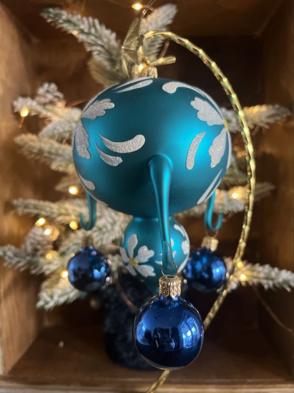 Glass Ornament with Three Hooks (Turquoise)  ornament collectible - Main Image 2