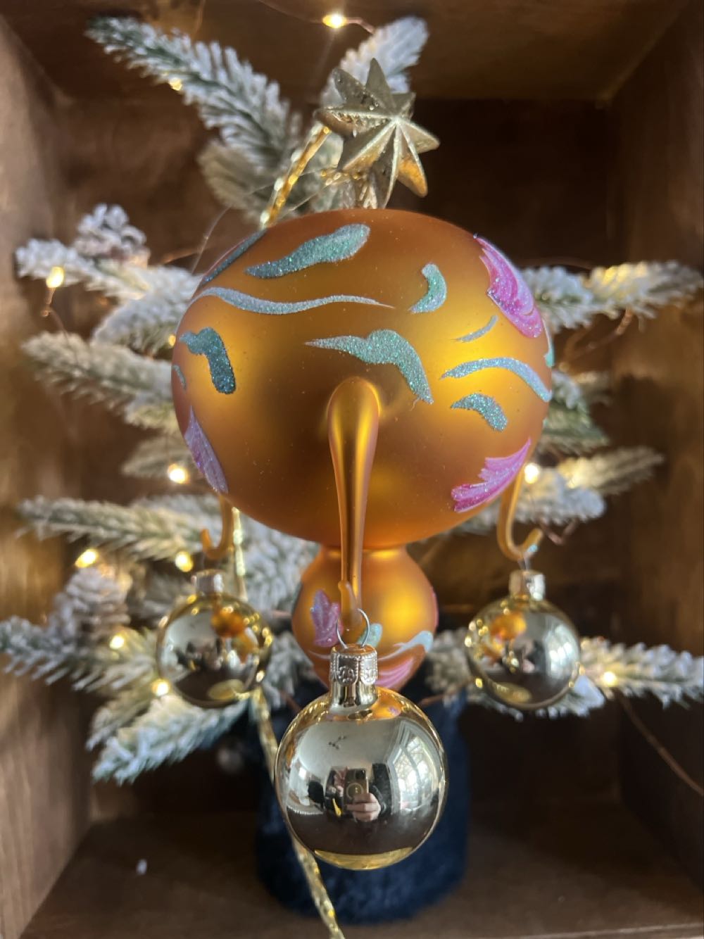 Glass Ornament with Three Hooks (Yellow)  ornament collectible - Main Image 2