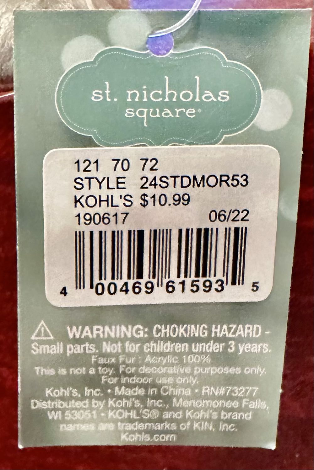 St Nicholas Square Rustic Wonder Gray Bunny Rabbit Christmas Ornament New  ornament collectible [Barcode 400469615935] - Main Image 4