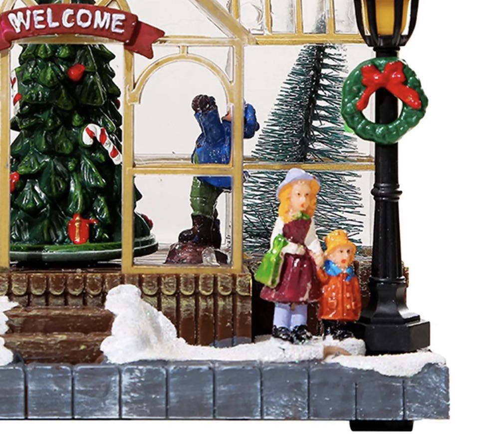 Christmas Illuminated Village Greenhouse Miniature Musical Decorative CraftHot  ornament collectible - Main Image 3