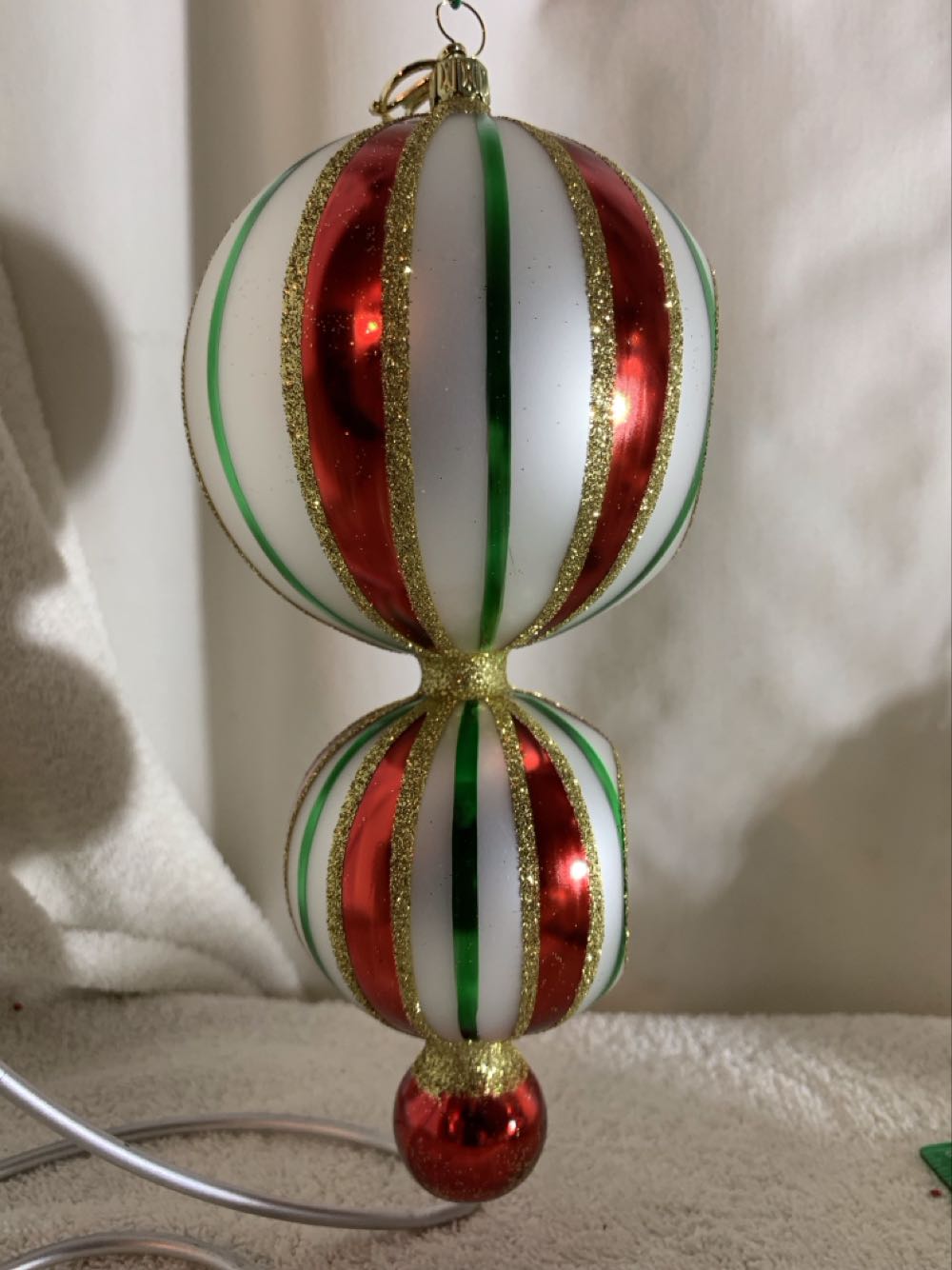 Satin Candy Stripe, Double Reflector - 2023 (Christmas Tree Ornament) ornament collectible - Main Image 2