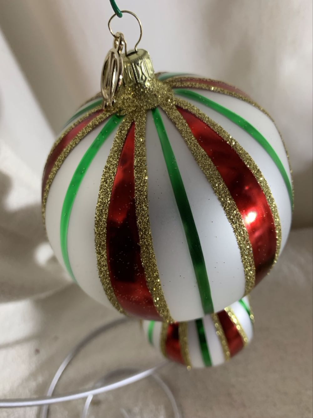 Satin Candy Stripe, Double Reflector - 2023 (Christmas Tree Ornament) ornament collectible - Main Image 3