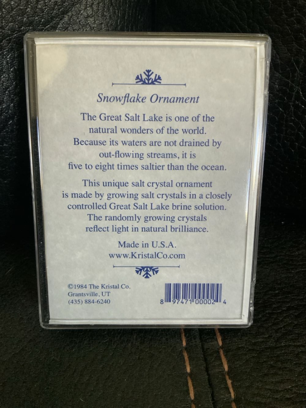 Snowflake From The Great Salt Lake - Keepsake (USA) ornament collectible [Barcode 897471000024] - Main Image 2