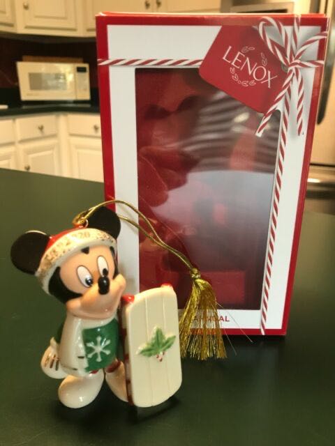 Let It Snow Mickey Sledding Christmas Holiday New In Box Annual Showcase Collection Disney Lenox - Disney Mickey and Friends (Lenox) ornament collectible [Barcode 194372021715] - Main Image 2