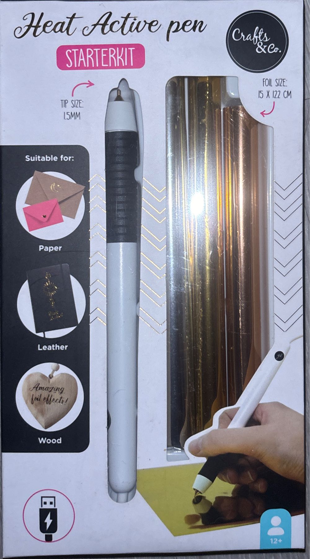 PiÓro Długopis Hot Foil Folia 15x122 Crafts&co Starterkit Hitzestift Stift Usb Heißstift Heat Active Pen Folie Bol Crafts & Co Beheizbarer  ornament collectible [Barcode 8711568053514] - Main Image 2