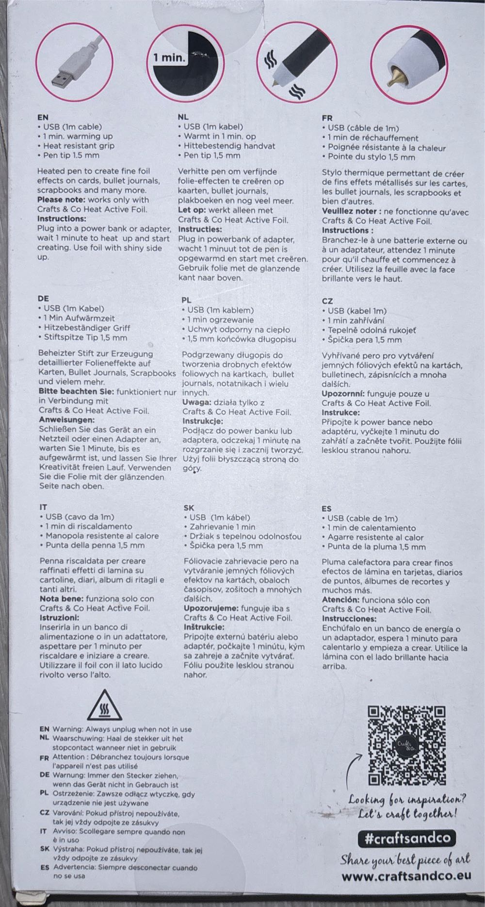 PiÓro Długopis Hot Foil Folia 15x122 Crafts&co Starterkit Hitzestift Stift Usb Heißstift Heat Active Pen Folie Bol Crafts & Co Beheizbarer  ornament collectible [Barcode 8711568053514] - Main Image 3