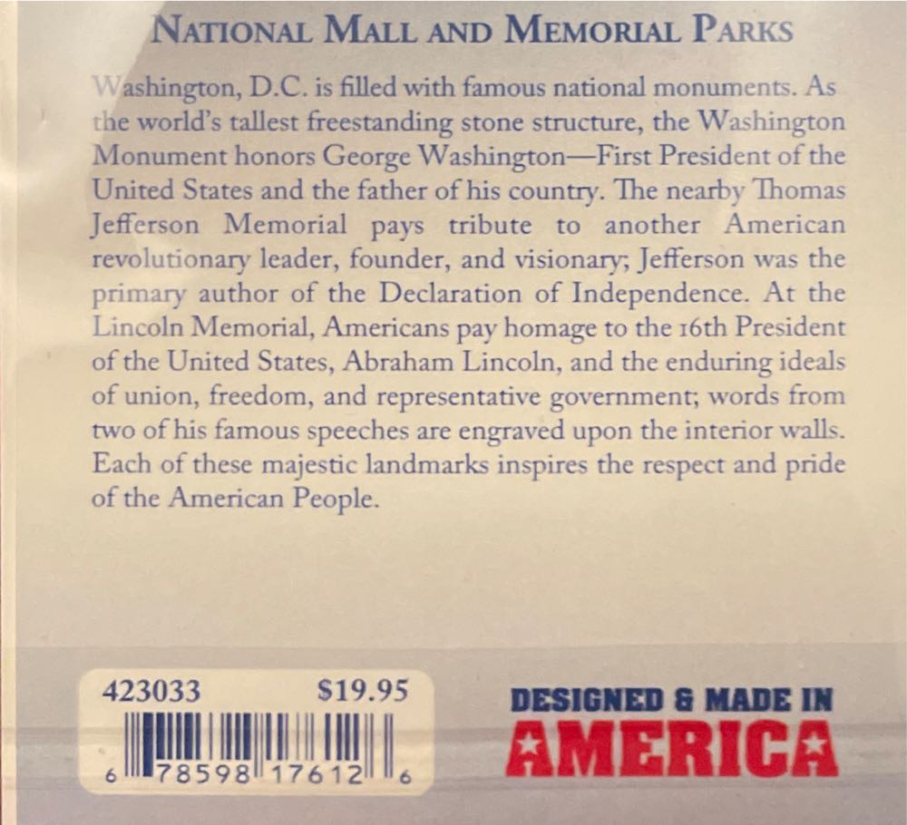 National Mall And Memorial Parks Silver Die Cut - Travel Souvenirs (Washington DC) ornament collectible [Barcode 678598176126] - Main Image 2