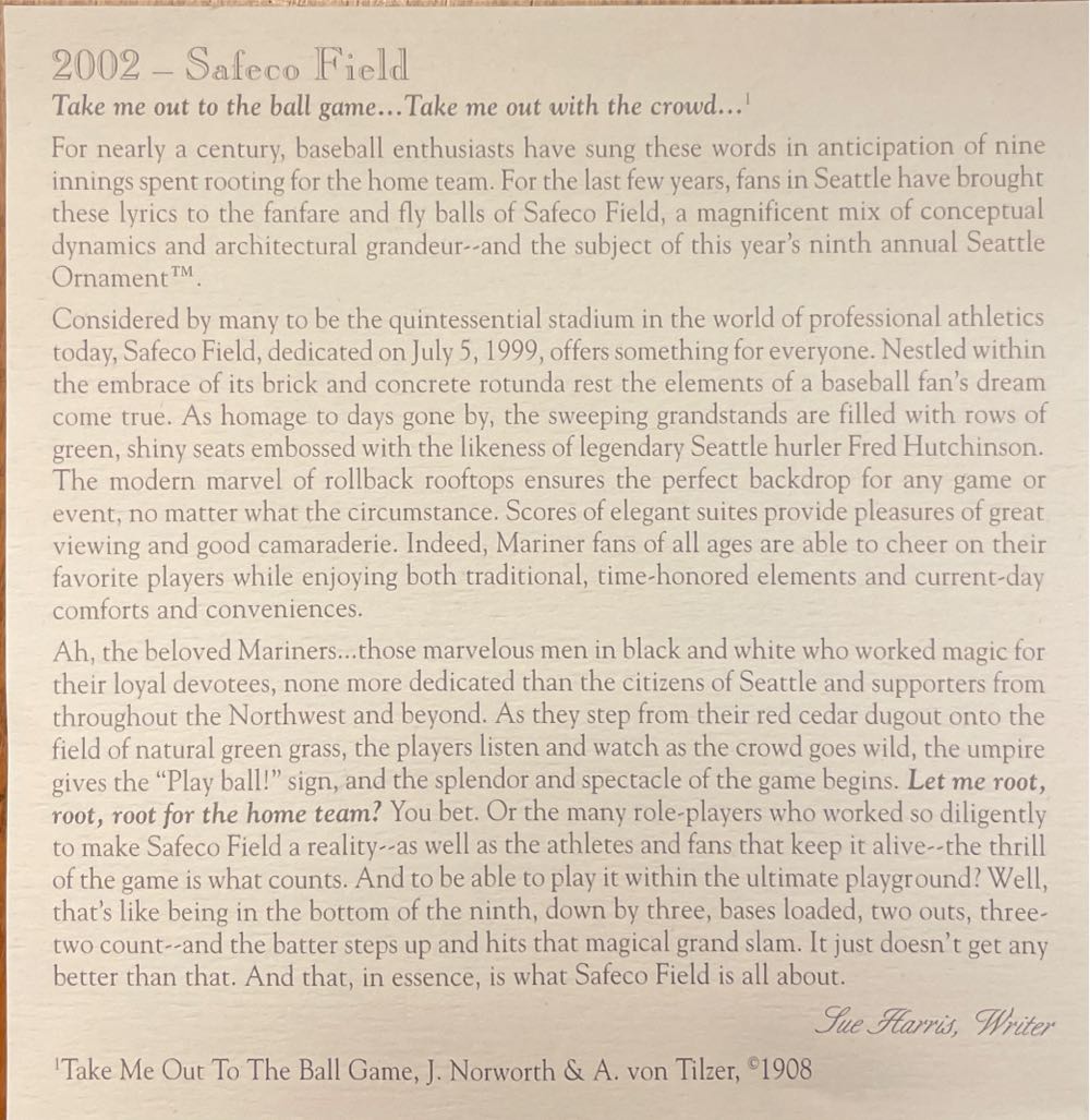 Safeco Field Brass Ornament 2002 - Travel Souvenirs (Seattle) ornament collectible - Main Image 3