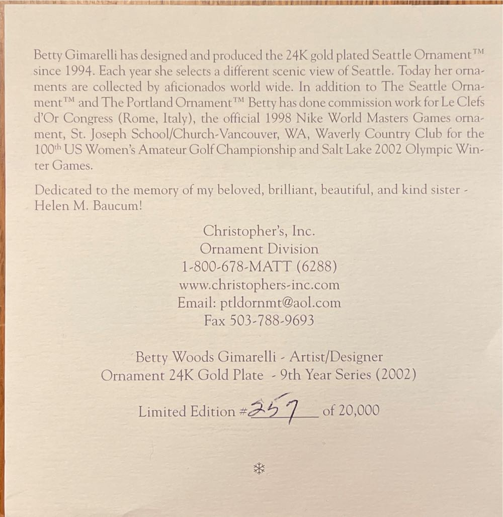 Safeco Field Brass Ornament 2002 - Travel Souvenirs (Seattle) ornament collectible - Main Image 4