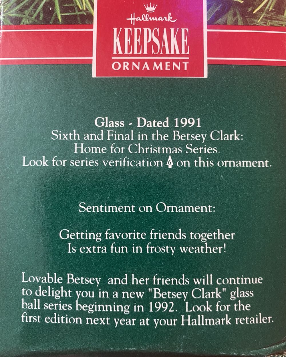 Betsey Clark: Home For Christmas 6 - 6th And Final (Betsey Clark: Home For Christmas) ornament collectible [Barcode 070000027390] - Main Image 2