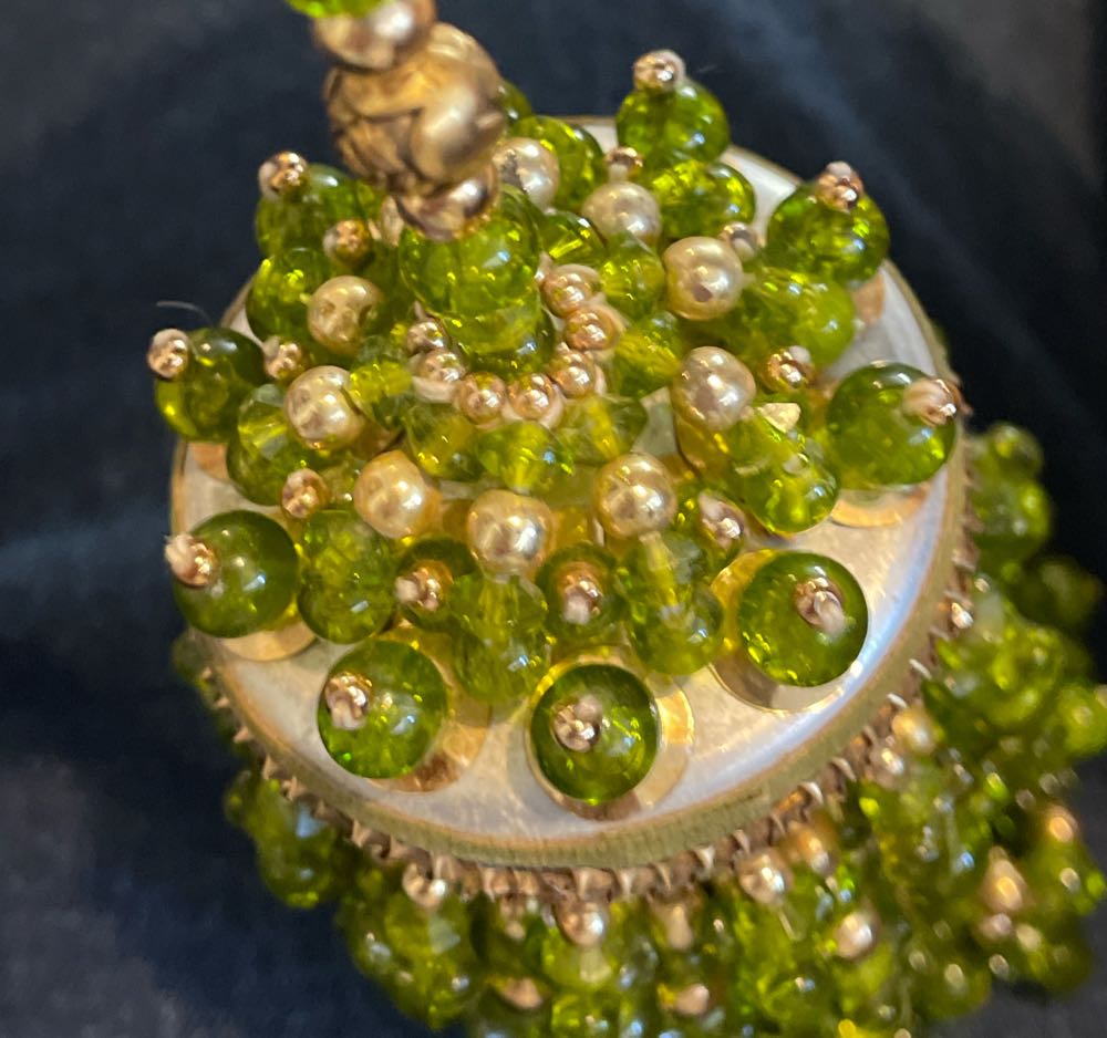 Bead & Sequin - Half Cone - Olive Green & Gold - Half Cone (Bead & Sequin) ornament collectible - Main Image 2