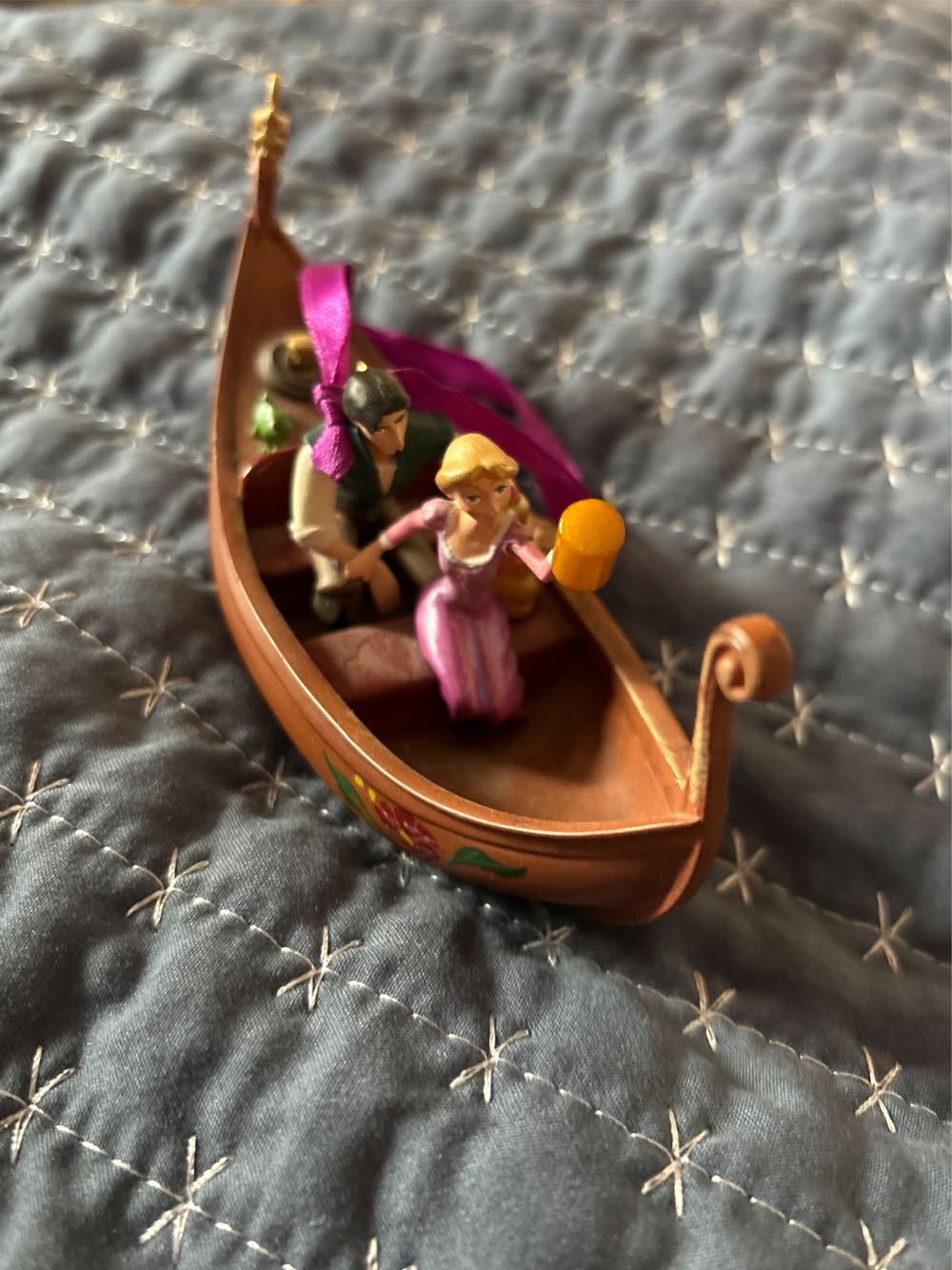 Green Striped Satin Ball Ornament, Mini (faded)