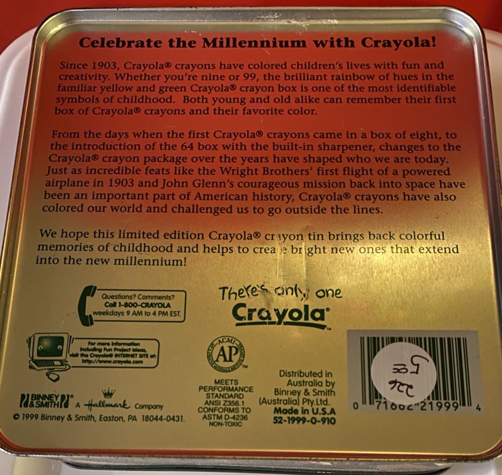 Crayola Millennium Special Edition 64 Count Tin Box - Crayola Crayons ornament collectible [Barcode 071662219994] - Main Image 2