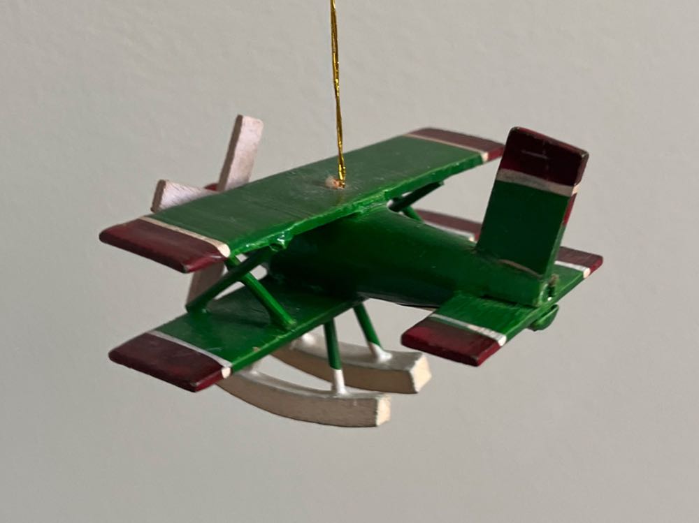 Green Wooden Airplane  ornament collectible - Main Image 2