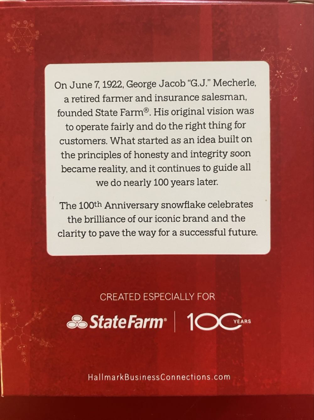 State Farm 100th Anniversay - State Farm (Snowman) ornament collectible - Main Image 2