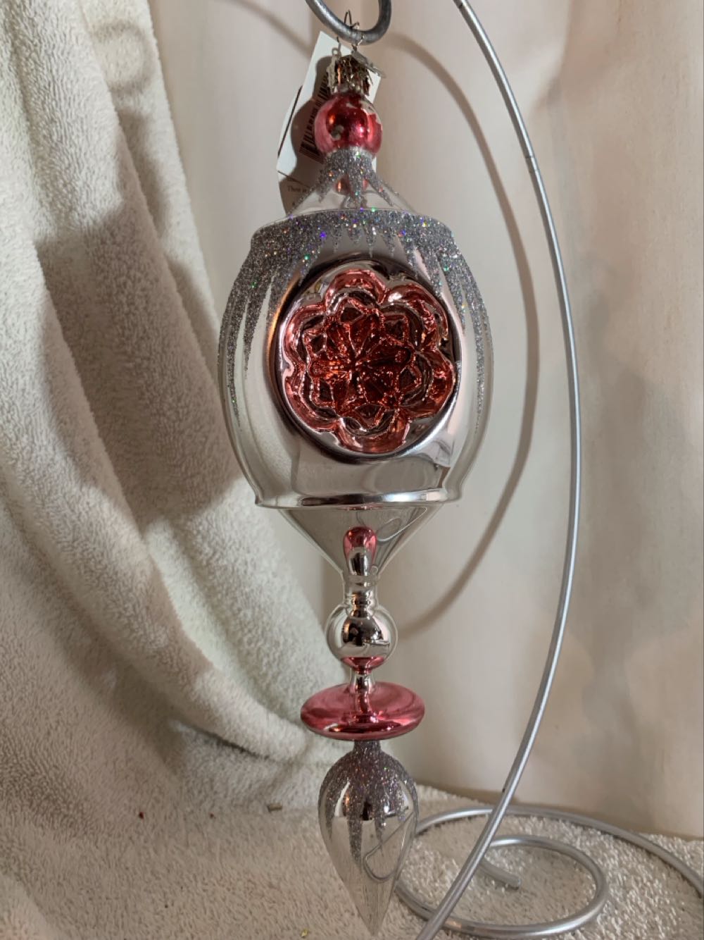 White Crackled Porcelain Snowman Ornament