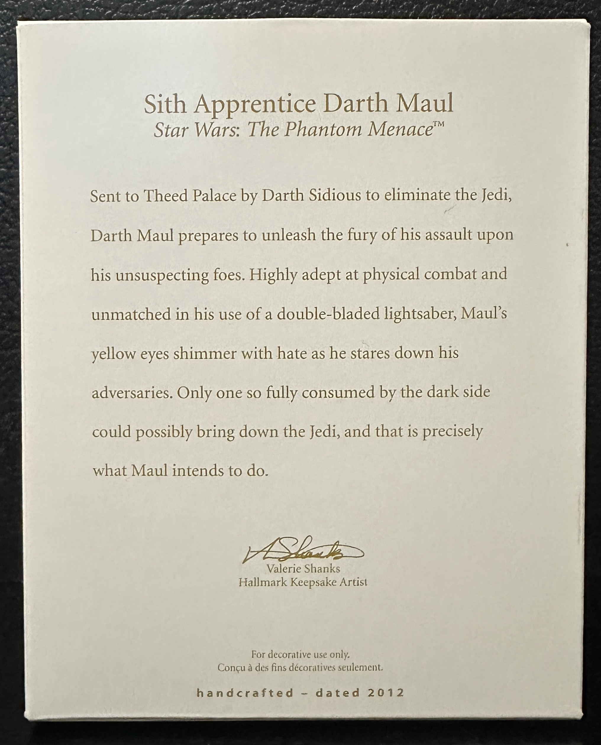 Star Wars 2012 Sith Apprentice Darth Maul - Keepsake (Star Wars) ornament collectible [Barcode 795902255305] - Main Image 2