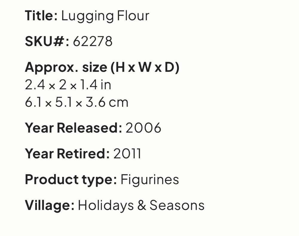 Lugging Flour #62278 - Figurines (Figurines) ornament collectible [Barcode 728162622785] - Main Image 2